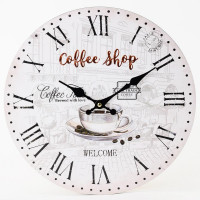 Nástenné hodiny, Flor0152, Coffee Shop, 34cm Nástenné hodiny, Flor0152, Coffee Shop, 34cm