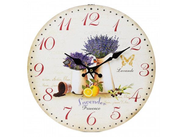 Nástenné hodiny, Flor0105, Levanduľa, 34cm Nástenné hodiny, Flor0105, Levanduľa, 34cm