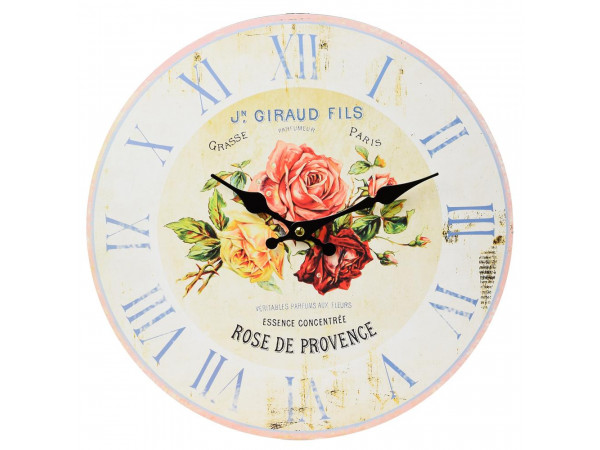 Nástenné hodiny, Flor0120, Rose De Provence, 34cm Nástenné hodiny, Flor0120, Rose De Provence, 34cm