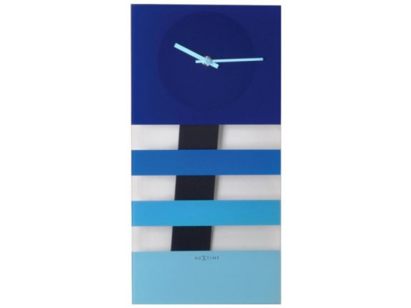 Kyvadlové nástenné hodiny NeXtime Bold Stripes (38x19 cm) – Modré Kyvadlové nástenné hodiny NeXtime Bold Stripes (38x19 cm) – Modré