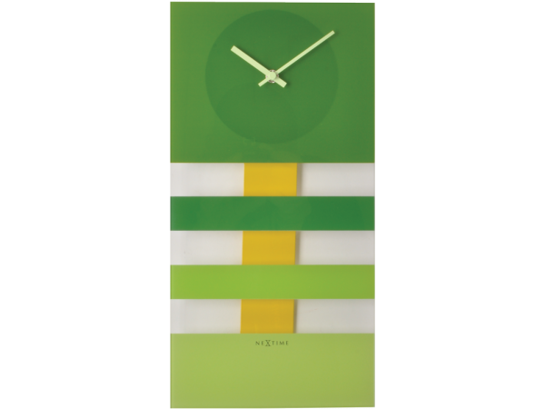 Kyvadlové nástenné hodiny NeXtime Bold Stripes (38x19 cm) – Zelené