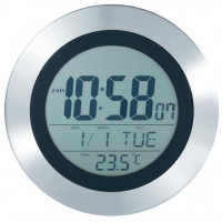 Digitálne nástenné DCF hodiny s teplomerom, 20 cm