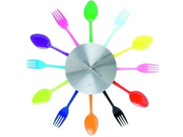Kuchynské nástenné hodiny Príbor farebné 36cm