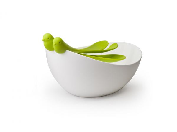 Misa s nástrojmi Qualy Sparrow Salad Bowl, biela-zelená