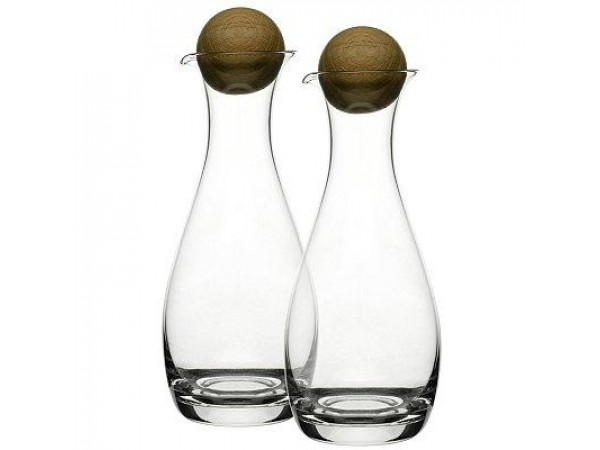 Nádoby na olej a ocot s drevenou guličkou Oval Oak 30cl