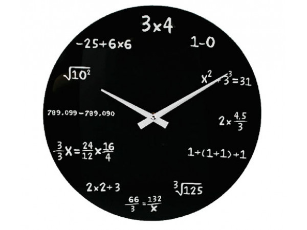 Nástenné hodiny pre matematikov sklenené 35cm Nástenné hodiny pre matematikov sklenené 35cm