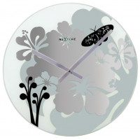 Designové nástenné hodiny 8087 Nextime Hibiscus black 43cm Designové nástenné hodiny 8087 Nextime Hibiscus black 43cm
