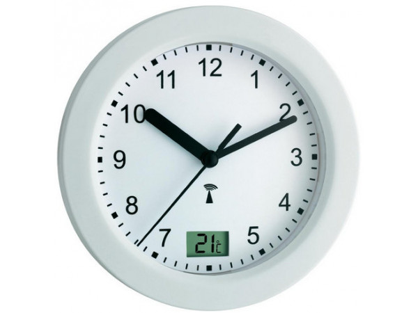 Nástenné DCF hodiny do kúpeľne, biele 17.5 cm Nástenné DCF hodiny do kúpeľne, biele 17.5 cm