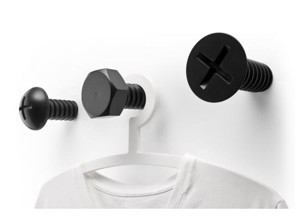 Nástenné vešiaky Qualy Screw Collection, čierna Nástenné vešiaky Qualy Screw Collection, čierna