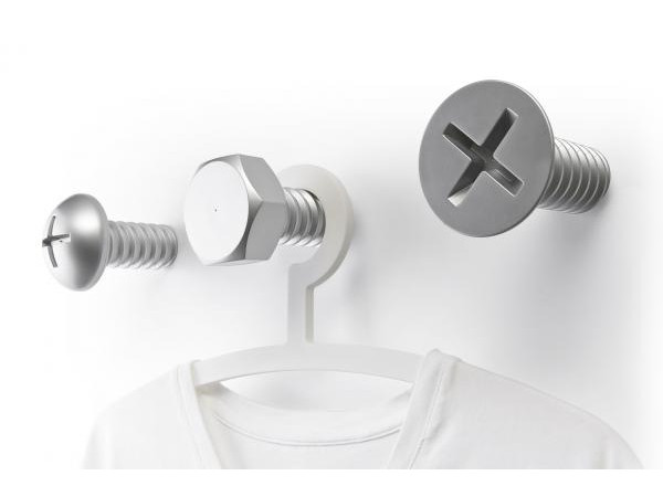 Nástenné vešiaky Qualy Screw Collection, strieborné Nástenné vešiaky Qualy Screw Collection, strieborné