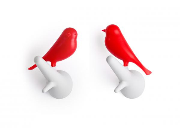 Nástenný vešiak Qualy Hook Sparrow, 2ks, biely-červený Nástenný vešiak Qualy Hook Sparrow, 2ks, biely-červený