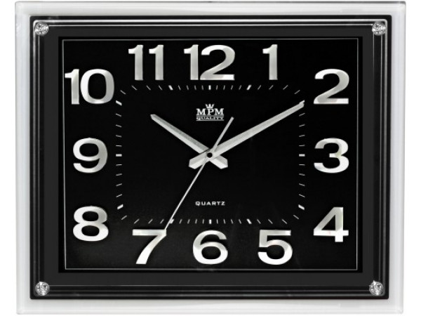 Nástenné hodiny MPM, 3173.7190 - strieborná lesklá/čierna, 41cm Nástenné hodiny MPM, 3173.7190 - strieborná lesklá/čierna, 41cm