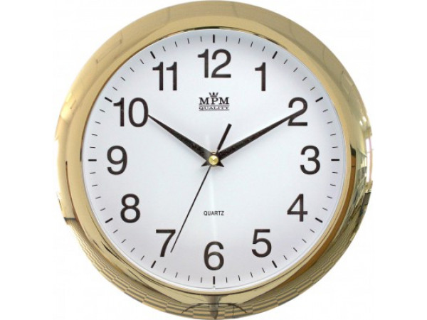 Nástenné hodiny MPM, 2452.80 zlatá, 28cm
