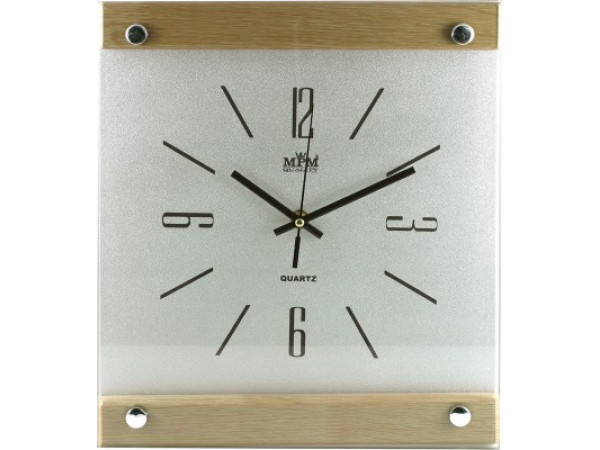 Nástenné hodiny MPM, 2511.7051 - strieborná/hnedá svetlá, 32cm Nástenné hodiny MPM, 2511.7051 - strieborná/hnedá svetlá, 32cm