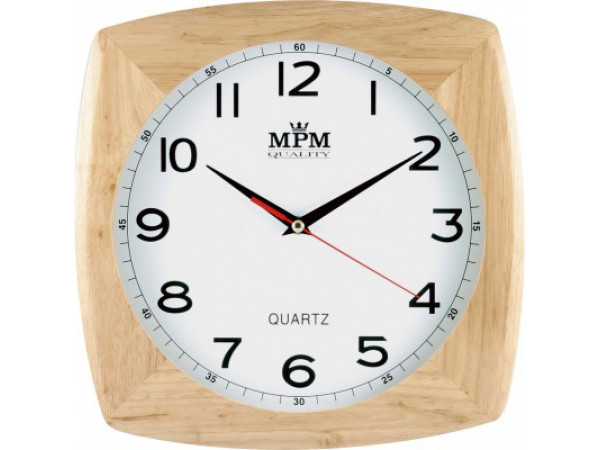Nástenné hodiny MPM, 2533.51.W - hnedá svetlá, 29cm