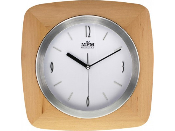 Nástenné hodiny MPM, 2714.53 - svetlé drevo, 32cm Nástenné hodiny MPM, 2714.53 - svetlé drevo, 32cm
