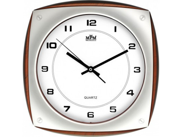 Nástenné hodiny MPM, 2798.7052 - strieborná/hnedá tmavá, 33cm Nástenné hodiny MPM, 2798.7052 - strieborná/hnedá tmavá, 33cm