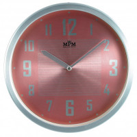 Nástenné hodiny MPM, 2825.7023 - strieborná/ružová, 25cm Nástenné hodiny MPM, 2825.7023 - strieborná/ružová, 25cm