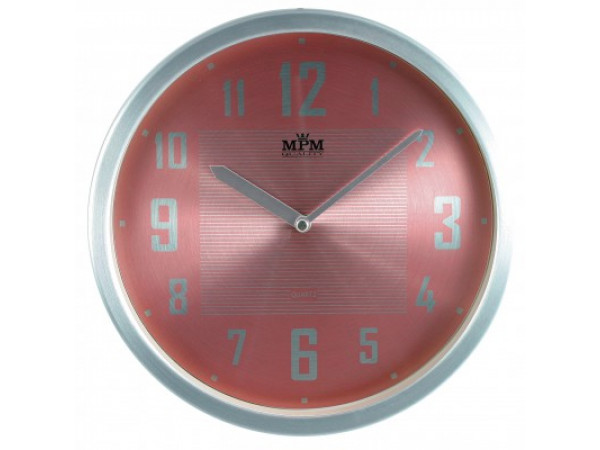 Nástenné hodiny MPM, 2825.7023 - strieborná/ružová, 25cm Nástenné hodiny MPM, 2825.7023 - strieborná/ružová, 25cm