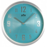 Nástenné hodiny MPM, 2825.7031 - strieborná/modrá svetlá, 25cm