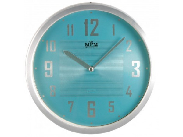 Nástenné hodiny MPM, 2825.7031 - strieborná/modrá svetlá, 25cm Nástenné hodiny MPM, 2825.7031 - strieborná/modrá svetlá, 25cm