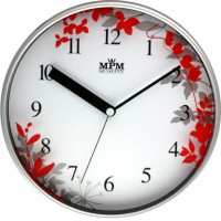 Nástenné hodiny MPM, 3087.7220 - strieborná matná/červená, 30cm Nástenné hodiny MPM, 3087.7220 - strieborná matná/červená, 30cm