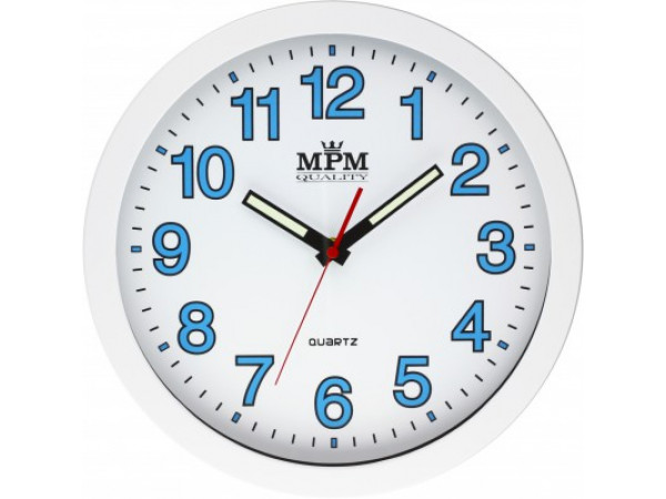 Nástenné hodiny MPM, 3104.0000 - biela/biela, 30cm Nástenné hodiny MPM, 3104.0000 - biela/biela, 30cm