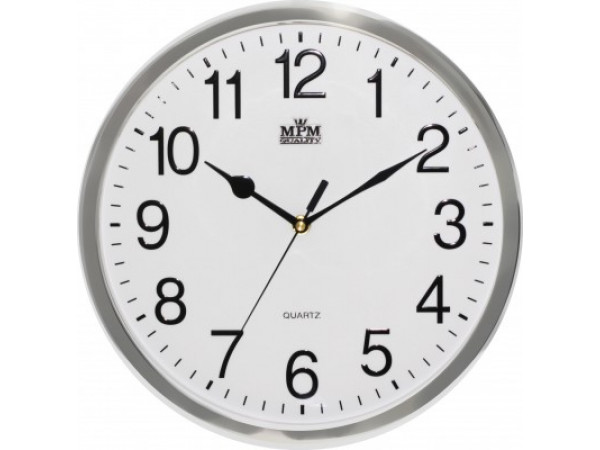 Nástenné hodiny MPM, 3169.71 - strieborná lesklá, 31cm Nástenné hodiny MPM, 3169.71 - strieborná lesklá, 31cm