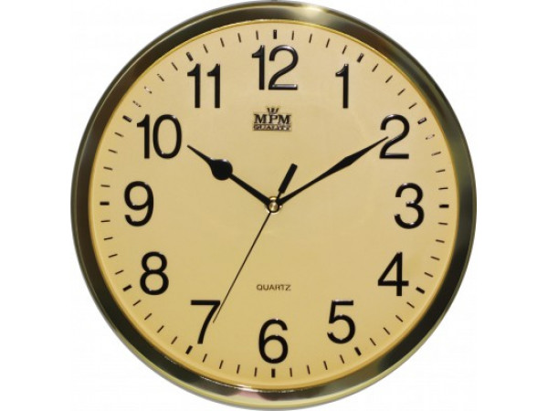 Nástenné hodiny MPM, 3169.80 - zlatá, 31cm Nástenné hodiny MPM, 3169.80 - zlatá, 31cm