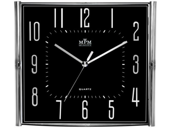 Nástenné hodiny MPM, 3175.7190 - strieborná lesklá/čierna, 33cm Nástenné hodiny MPM, 3175.7190 - strieborná lesklá/čierna, 33cm