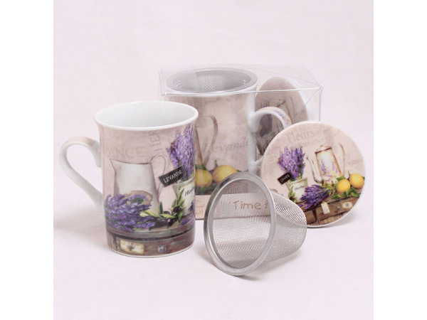 Porcelánová šálka+sitko+vrchnák, MEY6, 300ml Porcelánová šálka+sitko+vrchnák, MEY6, 300ml