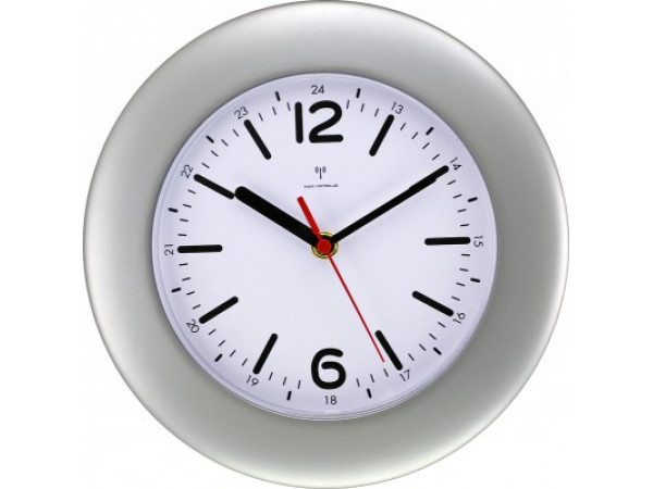 Rádiom riadené hodiny MPM, 2953.70 - strieborná, 25cm Rádiom riadené hodiny MPM, 2953.70 - strieborná, 25cm