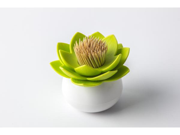 Stojanček na špáradlá Qualy Lotus Toothpick Holder, biely-zelený Stojanček na špáradlá Qualy Lotus Toothpick Holder, biely-zelený