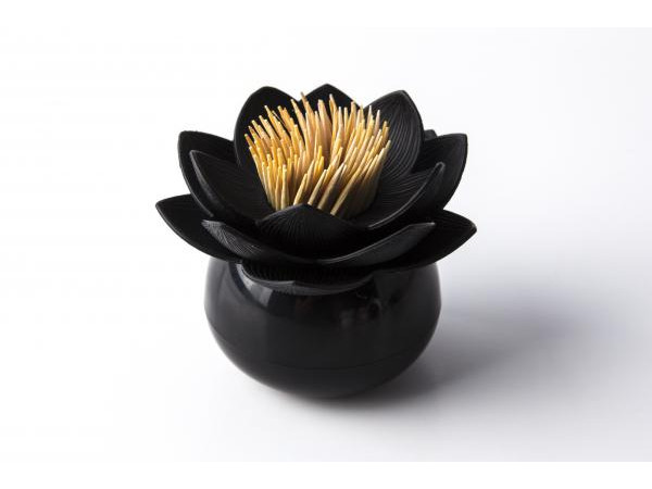 Stojanček na špáradlá Qualy Lotus Toothpick Holder, čierny-čierny
