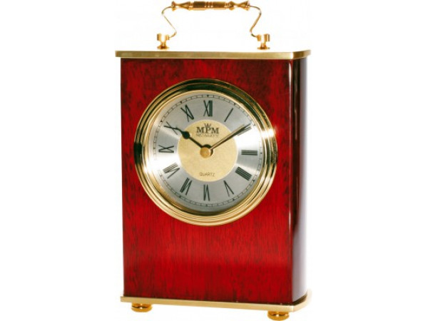 Stolové hodiny MPM, 2839.55, silver - gaštan, 18cm Stolové hodiny MPM, 2839.55, silver - gaštan, 18cm