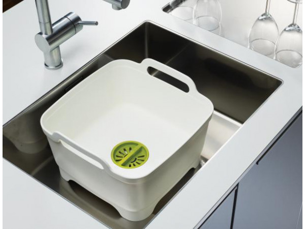 Umývacia nádoba s uzatvárateľným odtokom JOSEPH JOSEPH Wash&Drain 85055, biela Umývacia nádoba s uzatvárateľným odtokom JOSEPH JOSEPH Wash&Drain 85055, biela