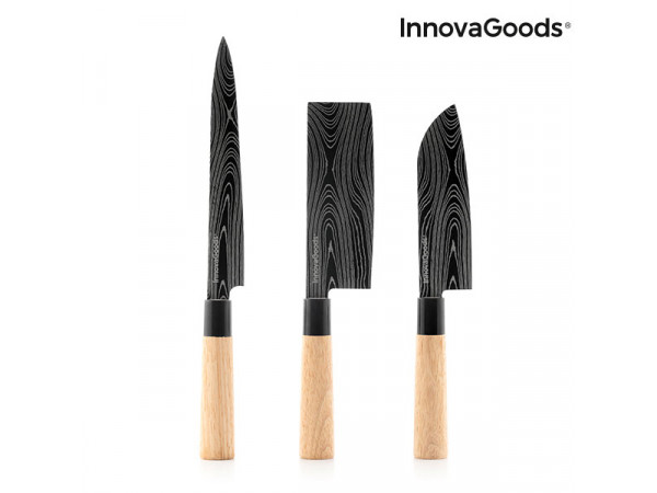 Sada japonských nožov s púzdrom Damask InnovaGoods 4 dielná Sada japonských nožov s púzdrom Damask InnovaGoods 4 dielná