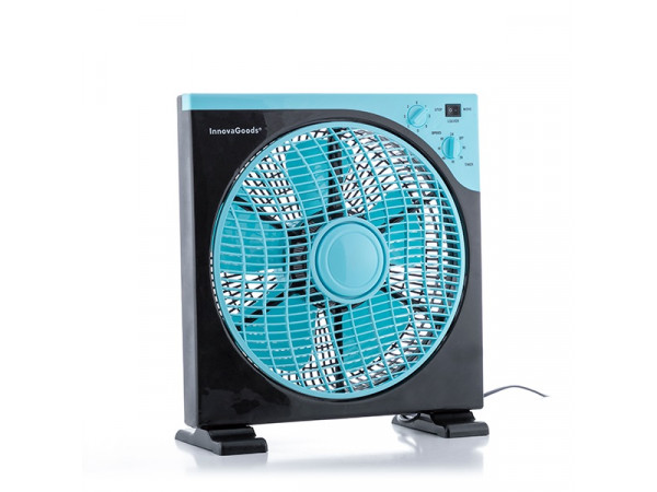 Podlahový ventilátor Box Fan InnovaGoods 3052, čierno-modrý