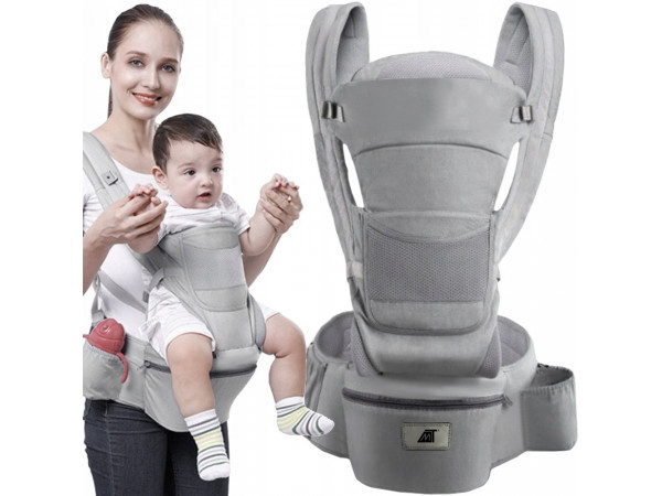 Detský nosič ergonomický od 0-25 kg sivý, Iso 18272