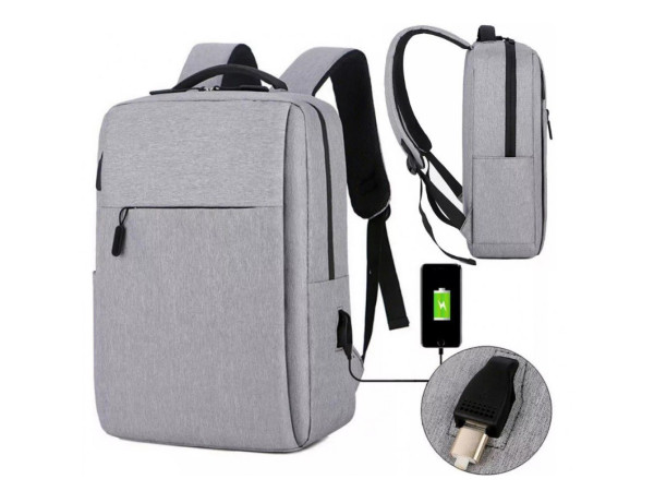 Športový batoh na notebook USB sivý, Carles PL154SZ