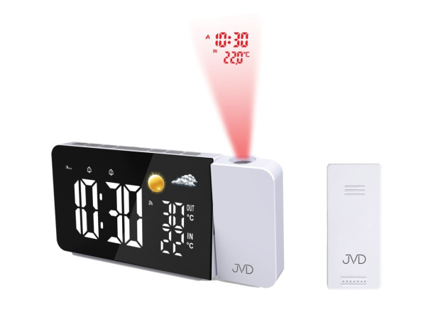 Rádiom riadená meteorologická stanica s budíkom JVD SB3211.2, biela