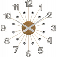 Drevené hodiny s kameňmi Vlaha design VCT1084, 49cm šedá