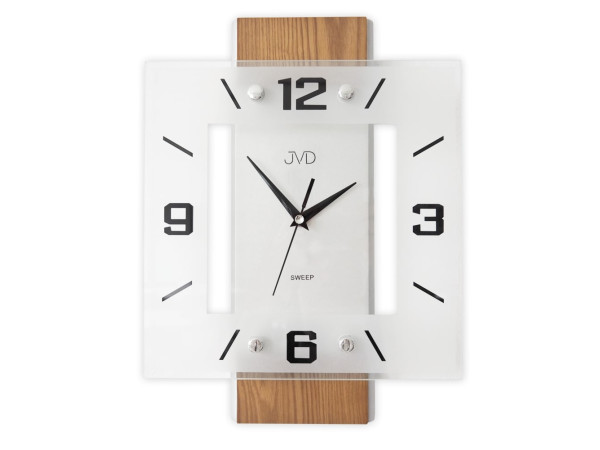 Drevené sklenené tiché hodiny JVD NS22016/11, 35cm
