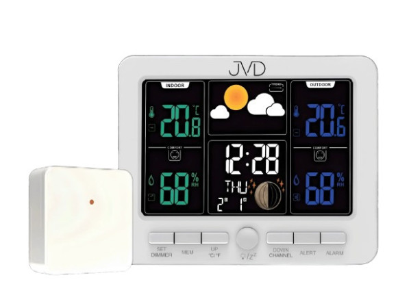 Rádiom riadená meteorologická stanica JVD RB6685.1, biela Rádiom riadená meteorologická stanica JVD RB6685.1, biela