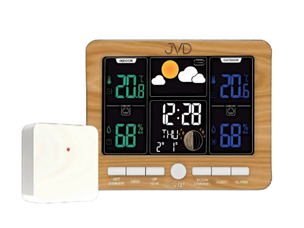 Rádiom riadená meteorologická stanica JVD RB6685.2, drevo Rádiom riadená meteorologická stanica JVD RB6685.2, drevo