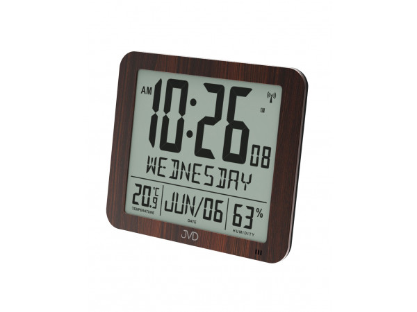 Rádiom riadené digitálne hodiny s budíkom JVD hnedé DH9335.2, 25cm Rádiom riadené digitálne hodiny s budíkom JVD hnedé DH9335.2, 25cm