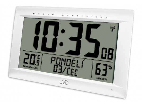Rádiom riadené digitálne hodiny s budíkom JVD strieborné RB9075.2, 41cm Rádiom riadené digitálne hodiny s budíkom JVD strieborné RB9075.2, 41cm