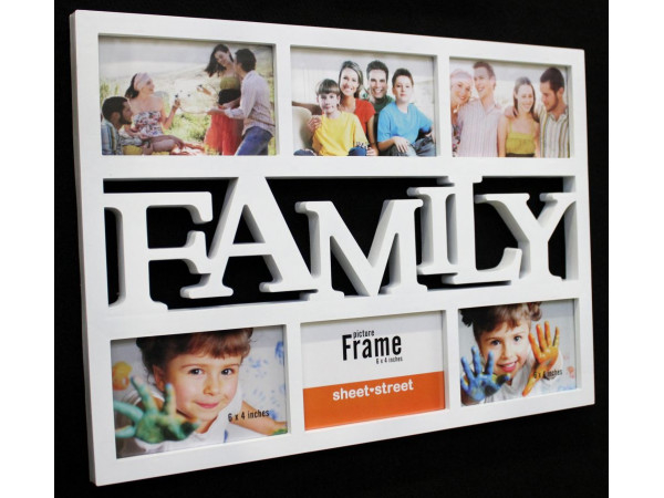 Fotorám na 6 fotiek, Family biely, 48x35cm
