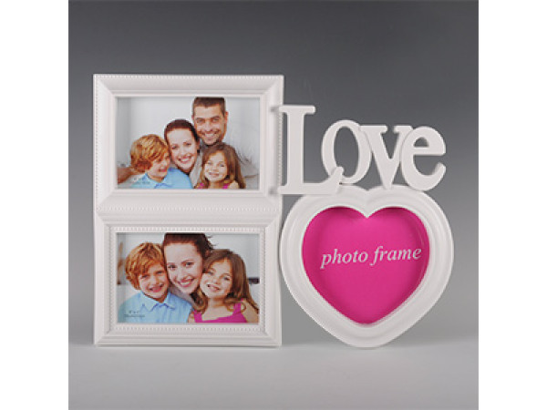 Fotorám na na 3 fotky Love, biely, 34x26cm