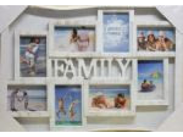 Fotorám Family na 8 fotiek biela patina, 62x43cm
